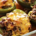 Keto Philly Cheesesteak Stuffed Peppers Baked