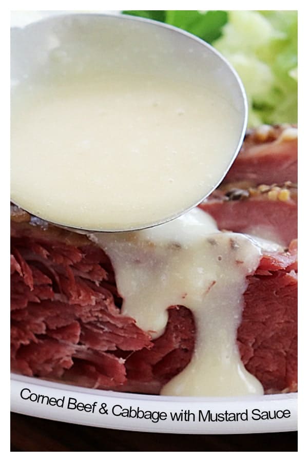 Pinterest Image for Corned Beef and Cabbage with Mustard Sauce