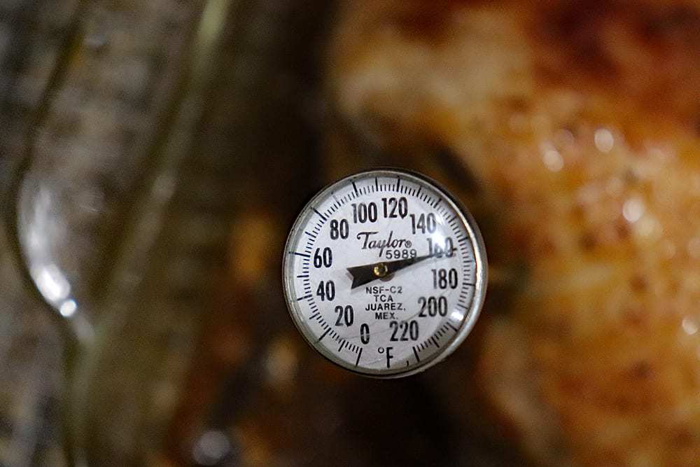 Taking the temperature of the Herb Roasted Turkey Breast