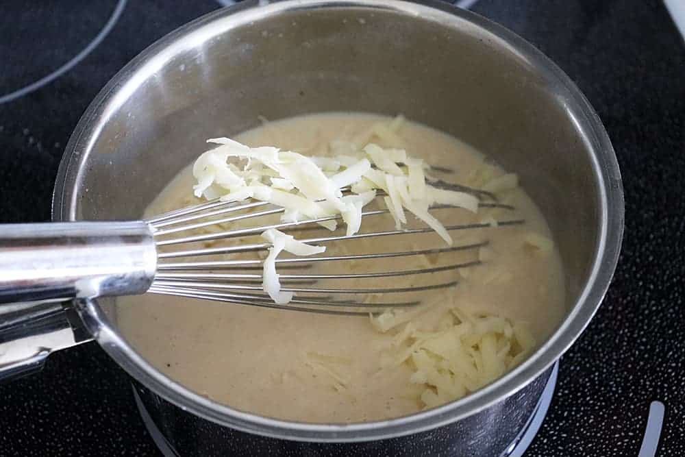 Whisking in cheese