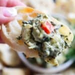 Slow Cooker Spinach and Artichoke Dip HERO SHOT
