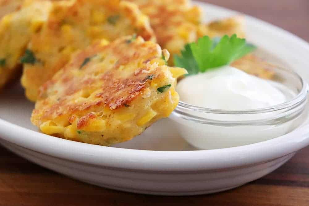 Cheesy Corn Fritters - AimeeStock.com