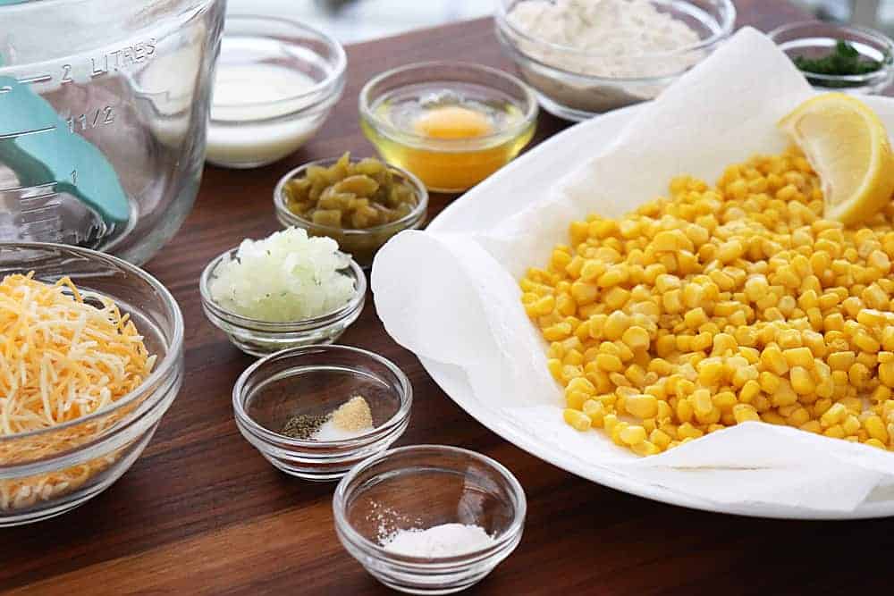 Ingredients for Cheesy Corn Fritters