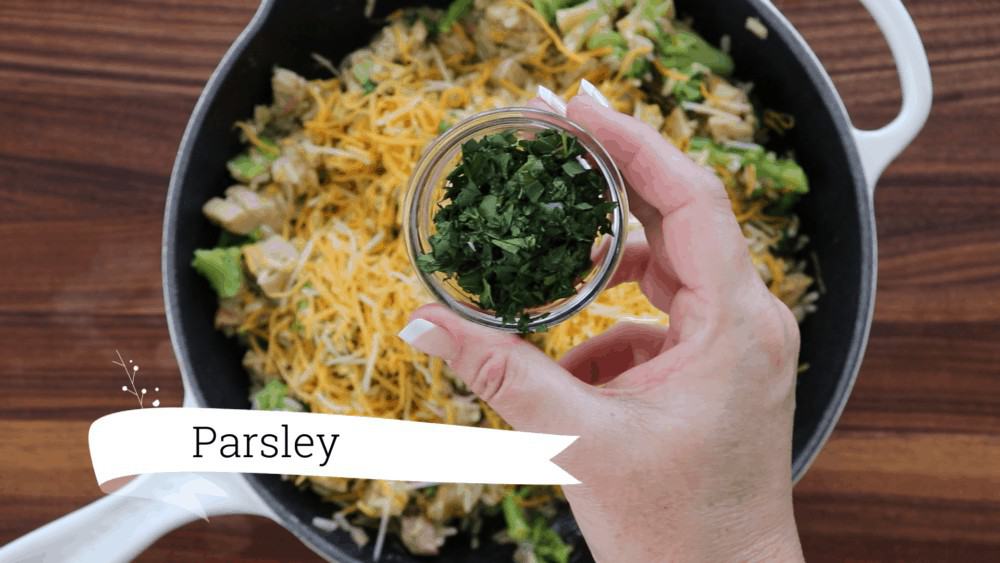 Add parsley for Cheesy Broccoli Rice