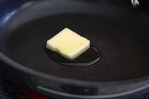 Melting butter and oil in a pan