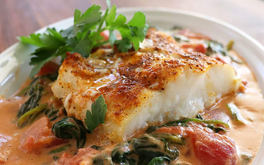 Side view of Florentine Style Cod
