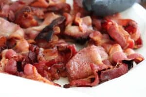 Crispy Bacon on a white plate