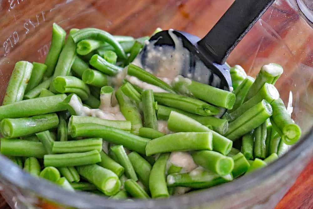 Mix in the cut green beans