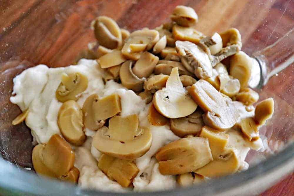 Adding mushrooms and Cream of Mushroom Soup