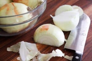 Slicing Onions for Classic French Onion Soup Recipe