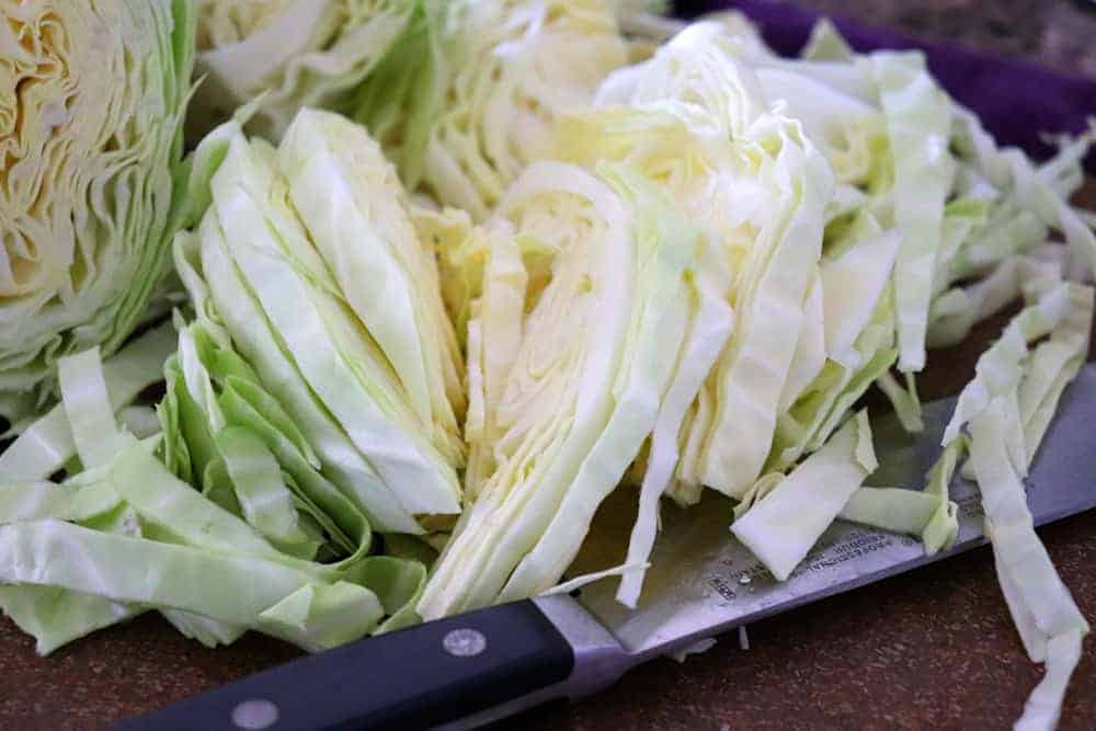 Slicing the cabbage