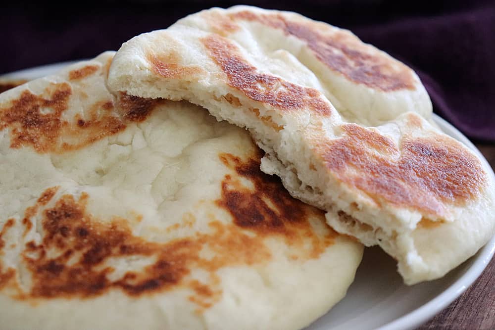 Cooked Homemade Naan Bread Recipe
