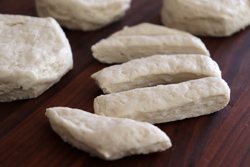 Roll and slice the biscuit dough