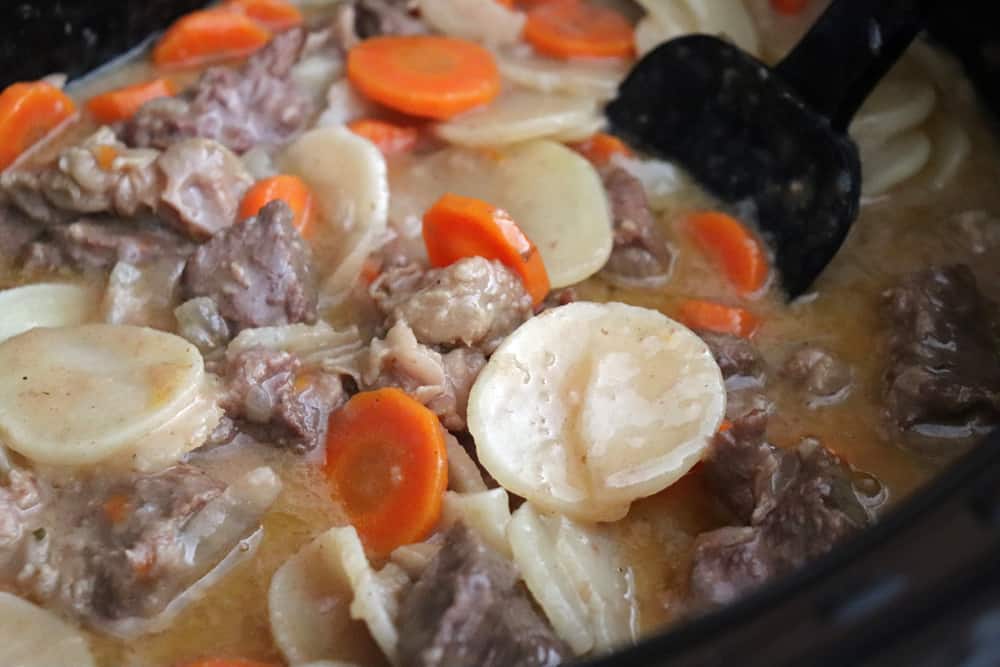 Slow Cooker Pot Roast Casserole finished cooking