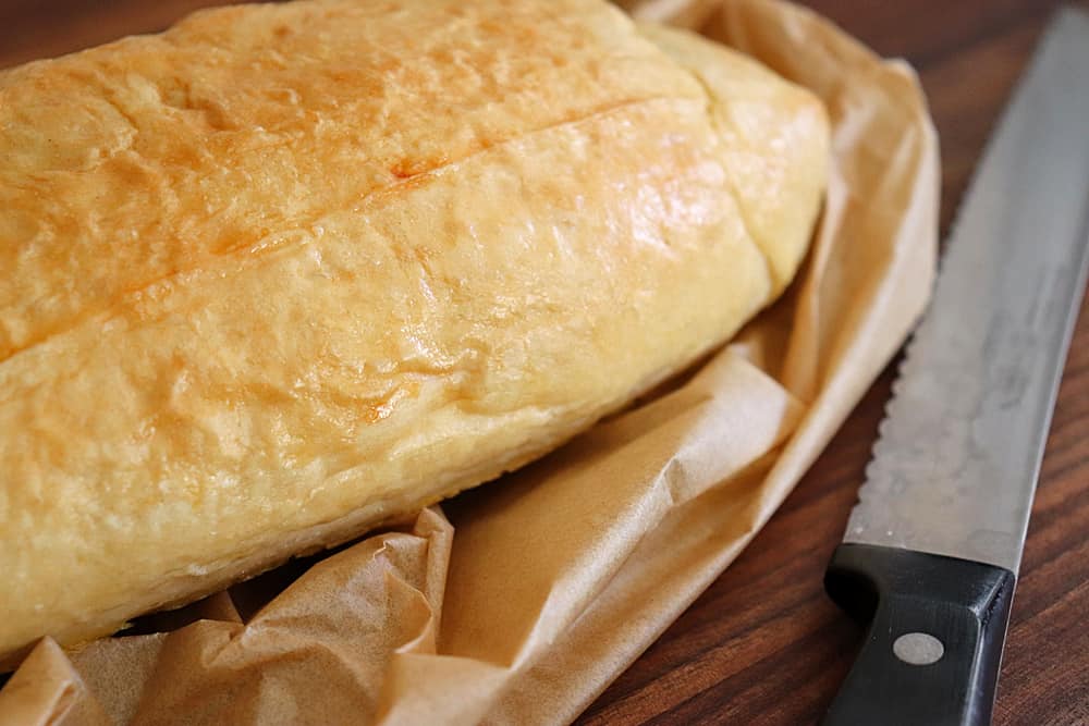 Baked loaf of Homemade French Bread Recipe