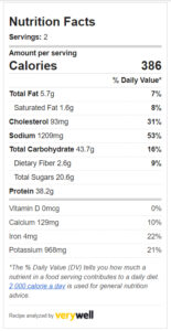 Nutrition Label for Asian Glazed Pork Tenderloin with Baby Bok Choy