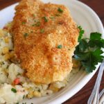 Tortilla Crusted Chicken with Creamy Poblano Rice
