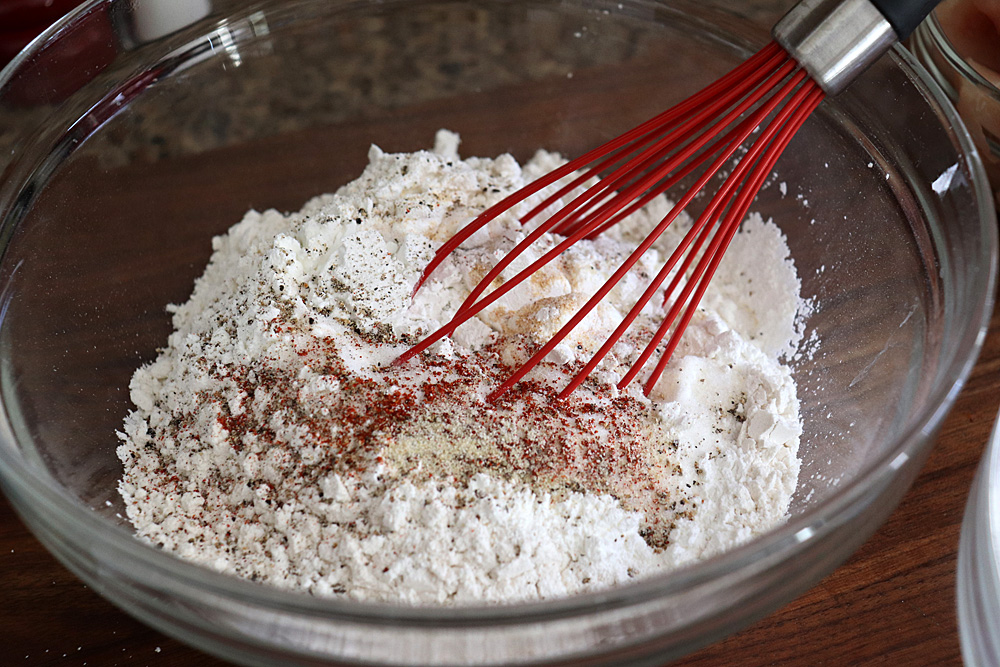 Whisk together flour and other dry ingredients.